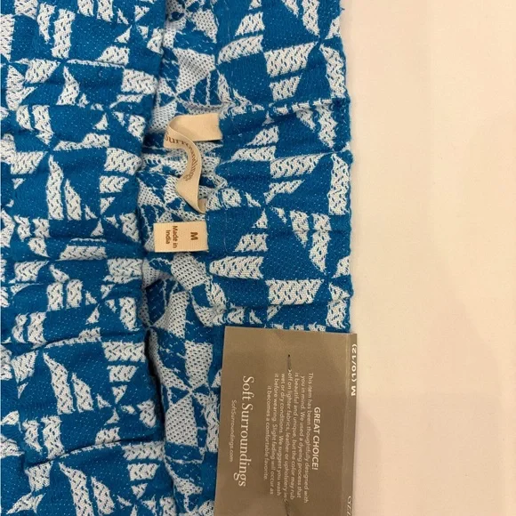 Soft Surroundings Women's Narah Blue Patterned Full Length Palazzo Pants sz M - Picture 6 of 6